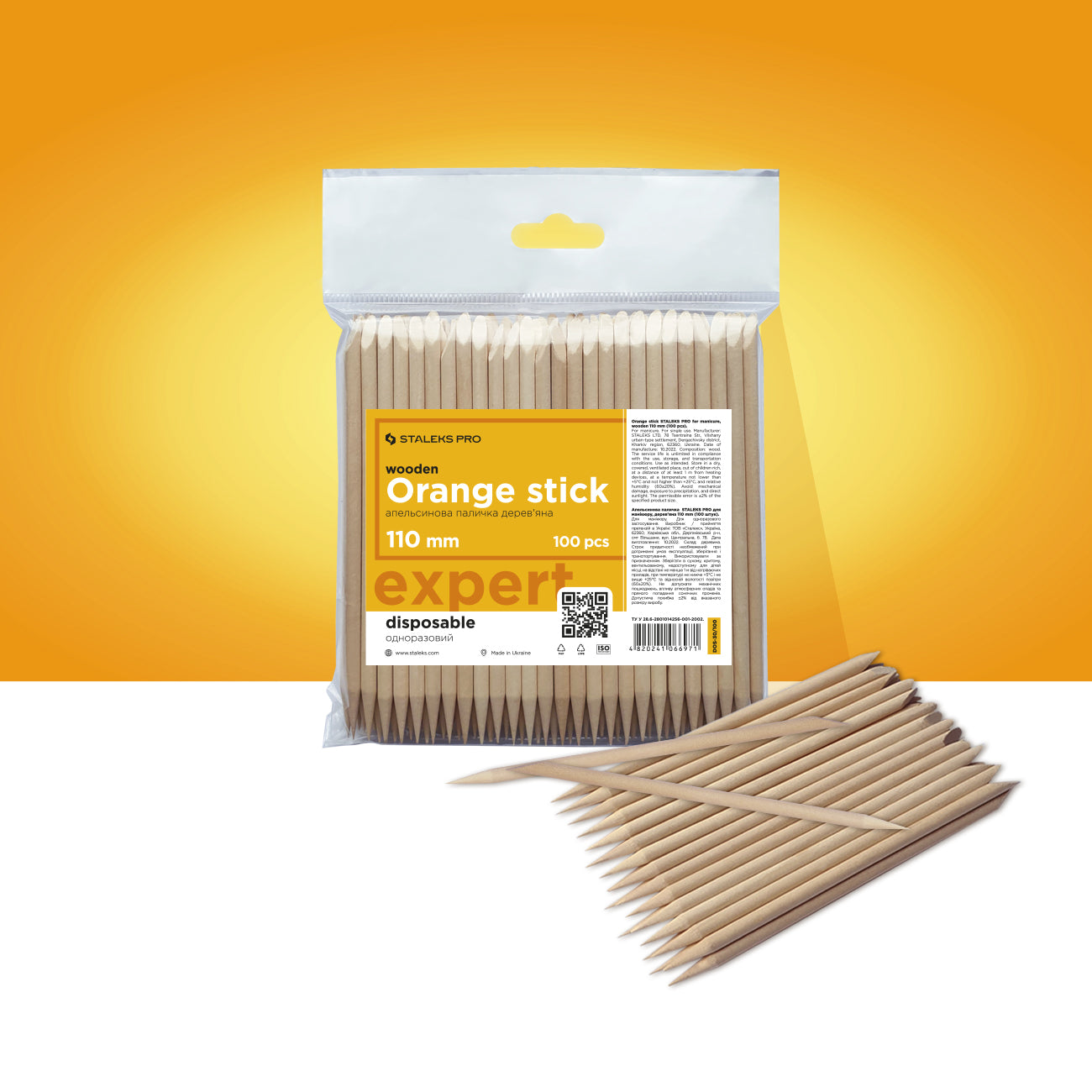 STALEKS EXPERT Palito de naranjo de madera, 110 mm (100 uds.)