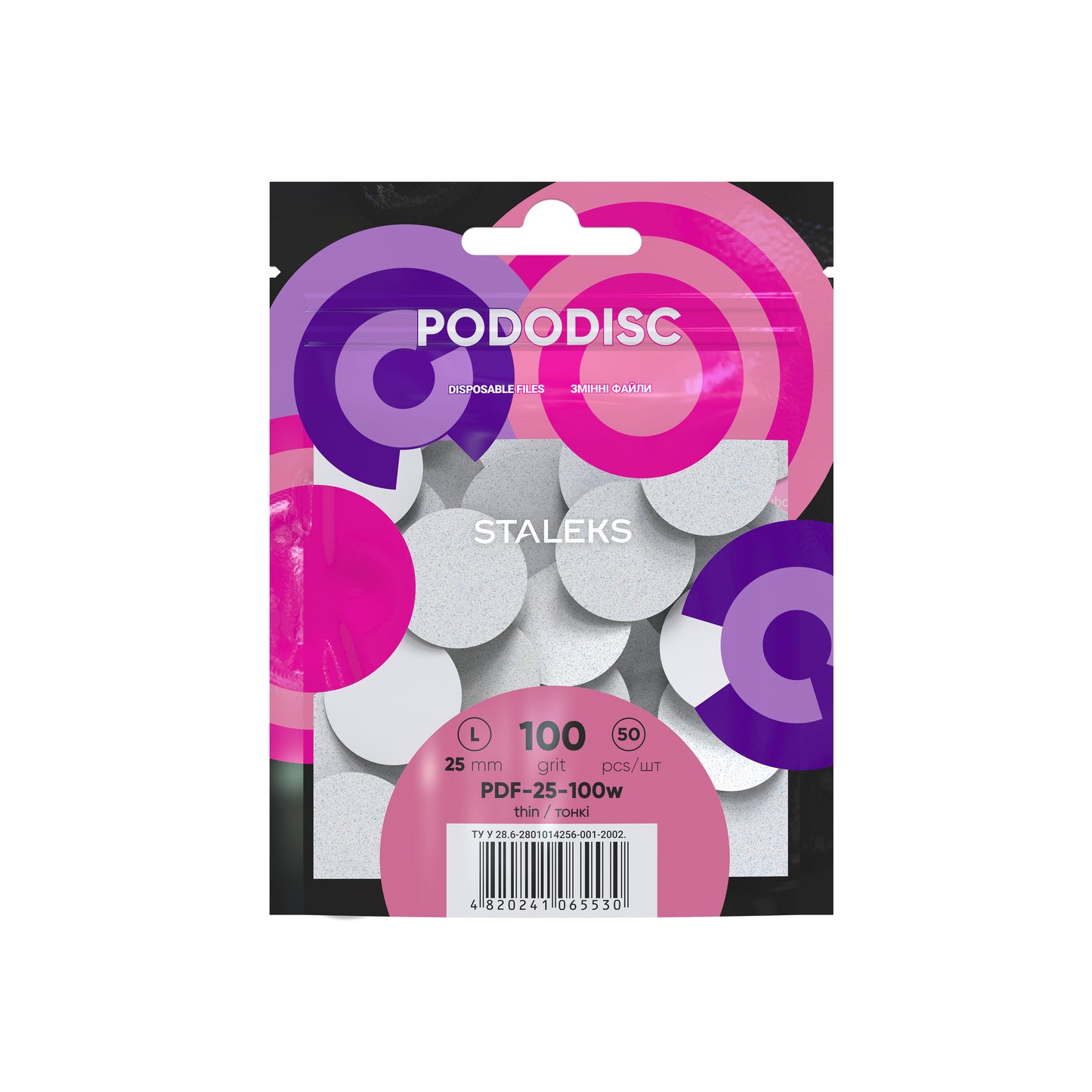STALEKS EXPERT 25 PODODISC L Limas adhesivas para el disco de pedicura, 100 grit 25 mm (50 uds.)