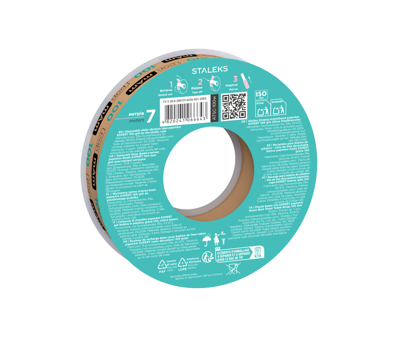STALEKS EXPERT Donut papmAm Bloque de recambio para limas rectas, grano 100