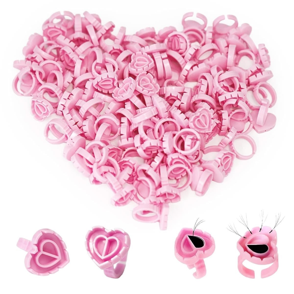 Anillos para pegamento forma corazon 100 ud
