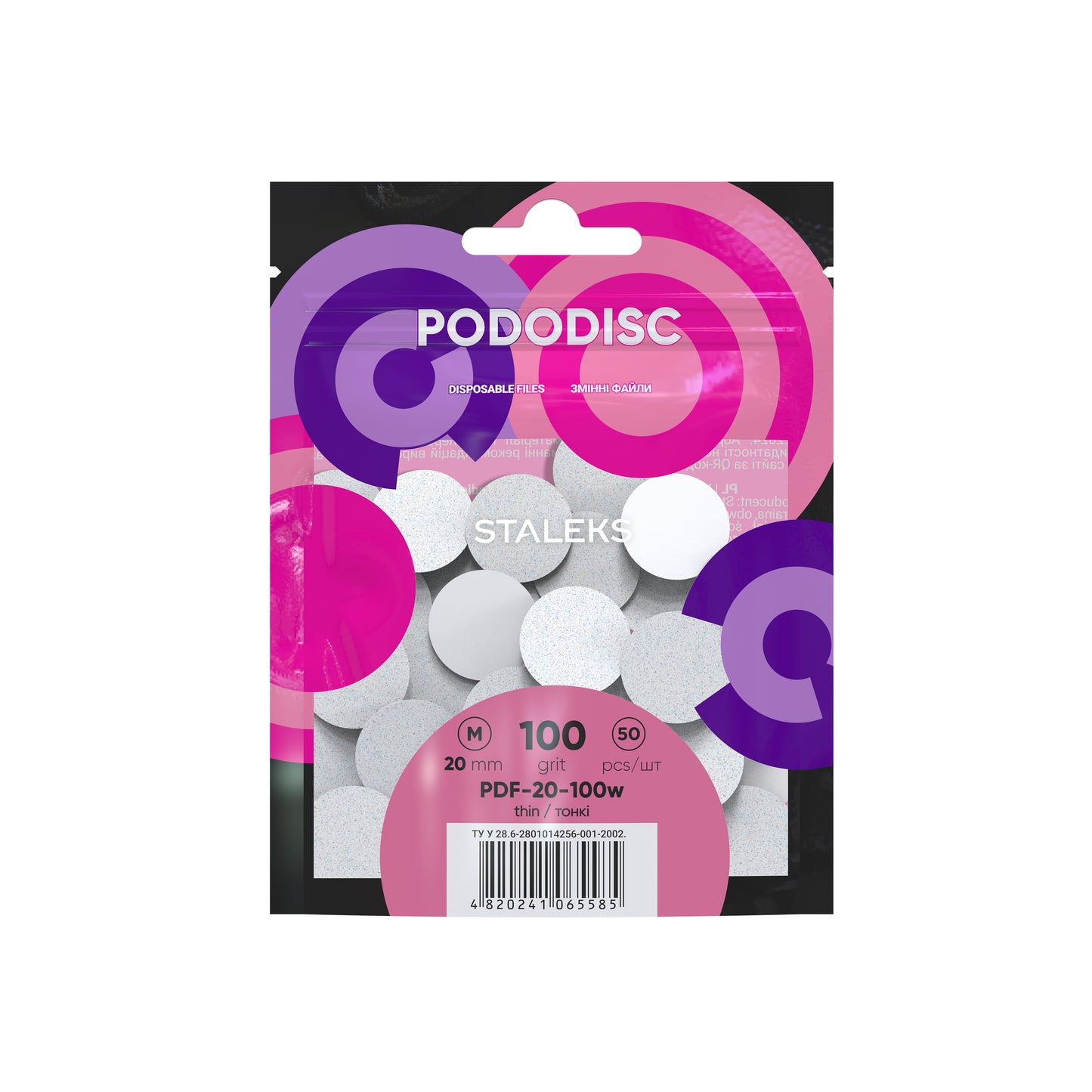 STALEKS EXPERT 20 PODODISC M Limas adhesivas para el disco de pedicura, 100 grit 20 mm (50 uds.)