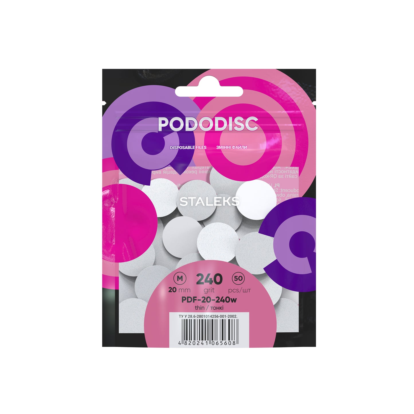 STALEKS EXPERT 20 PODODISC M Limas adhesivas para el disco de pedicura, grano 240, 20 mm (50 uds.)