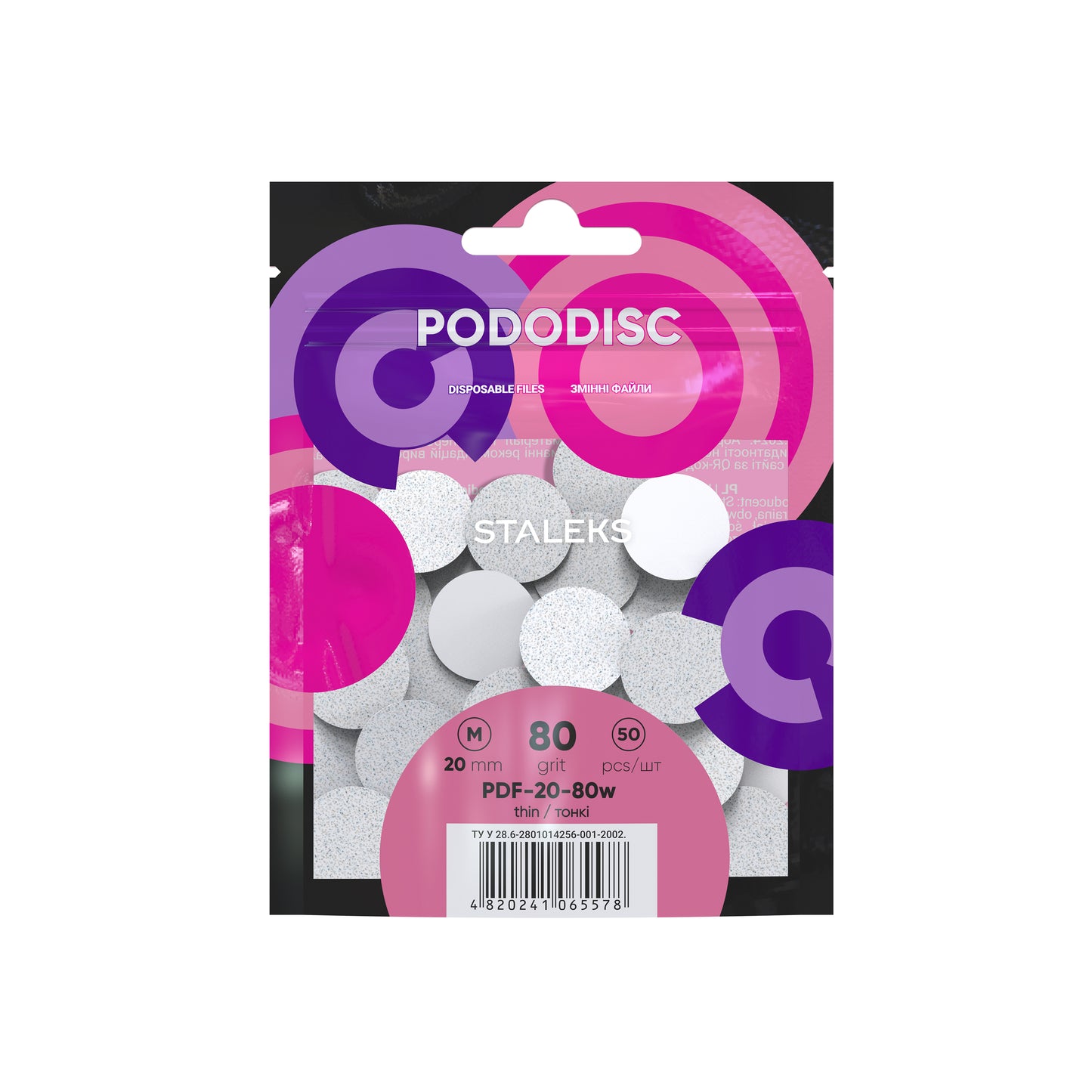STALEKS EXPERT 20 PODODISC M Limas adhesivas para el disco de pedicura, grano 80, 20 mm (50 uds.)